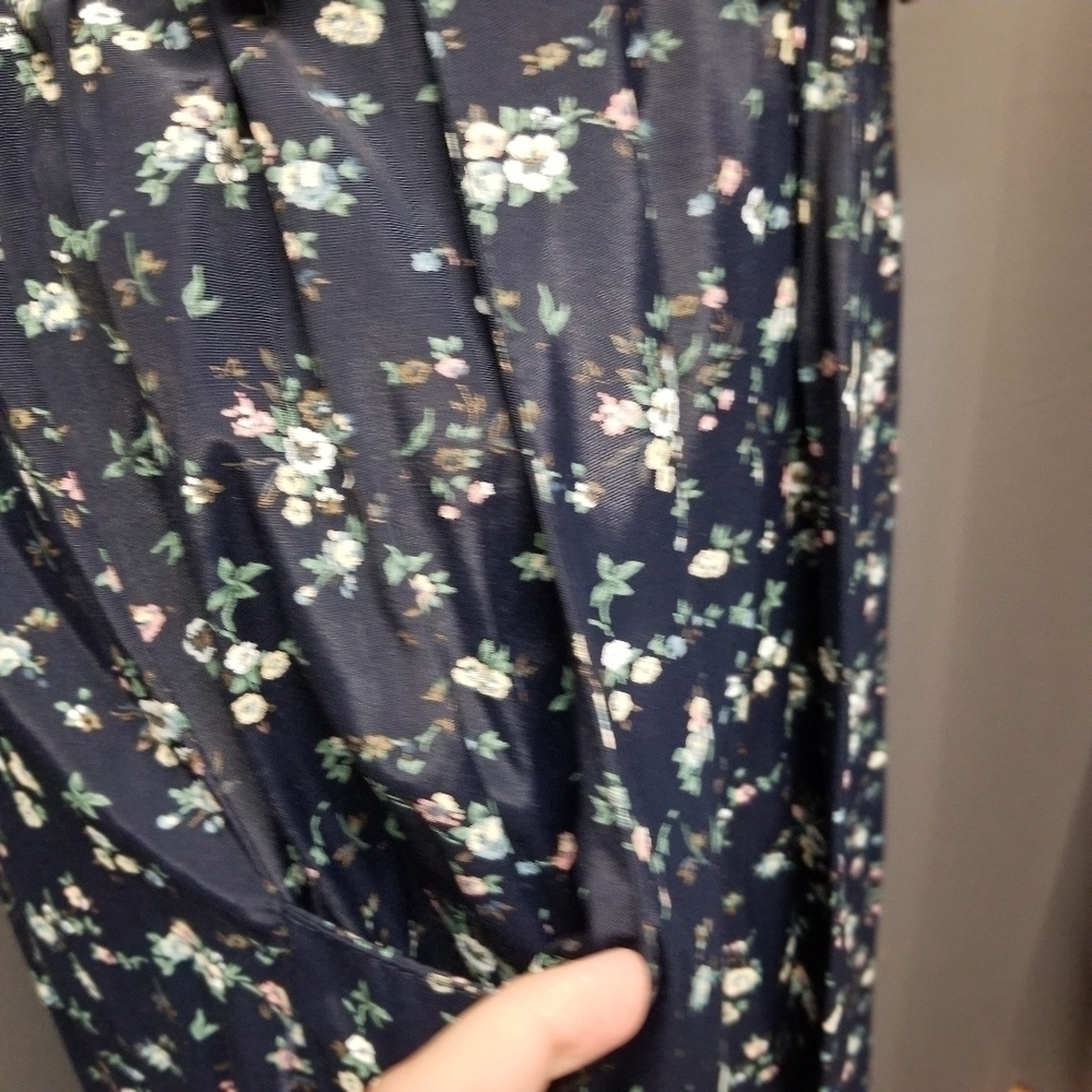 Vintage 80s Retro Cottagecore Ditsy Floral Belted Midi Dress L - Picture 5 of 10
